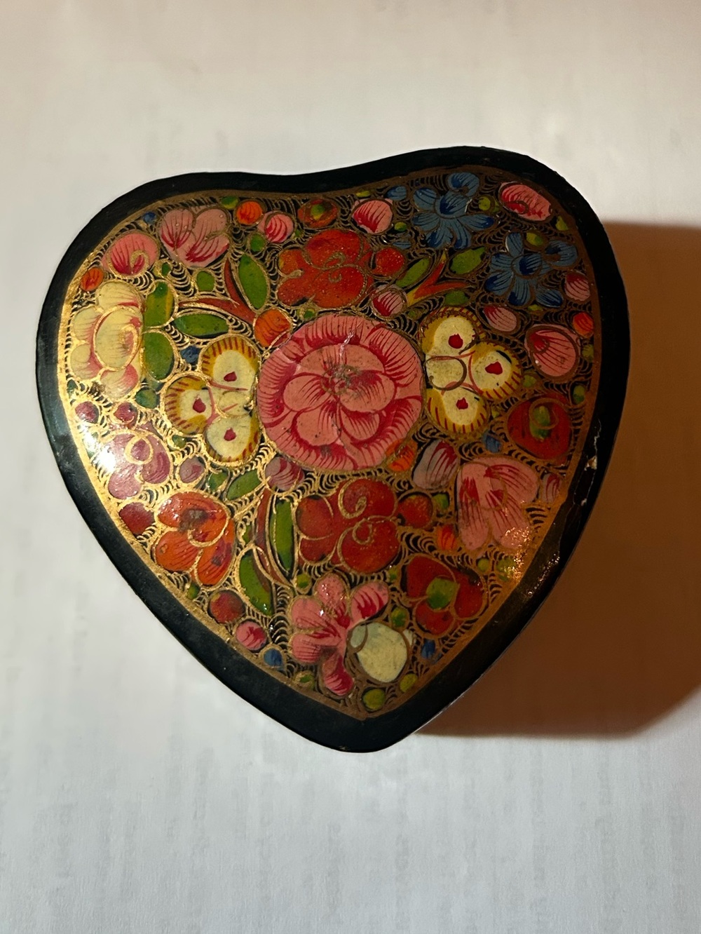 Heart-Shaped Floral Trinket Box - Colorful Floral Design